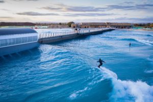 Drone photograph of person surfing